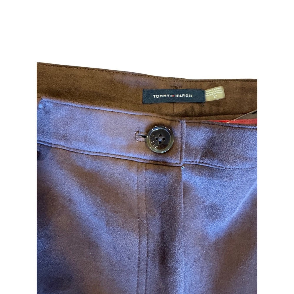 Tommy Hilfiger faux suede Brown Bootcut Stretch Pants women Size 12 - Picture 10 of 11